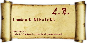 Lambert Nikolett névjegykártya